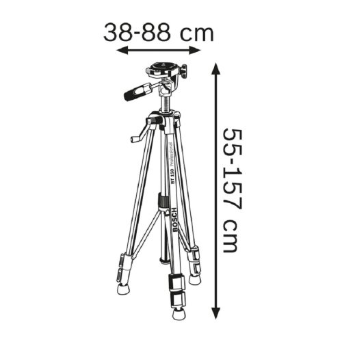 BOSCH BT 150 fotóállvány szintező lézekerhez, 55-157cm tripod, 1/4" felfogatás