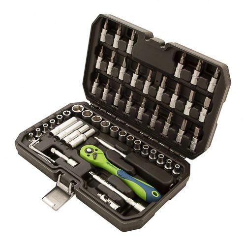SPARTA 56 részes 1/4” racsnis szerszámkészlet, műanyag kofferben