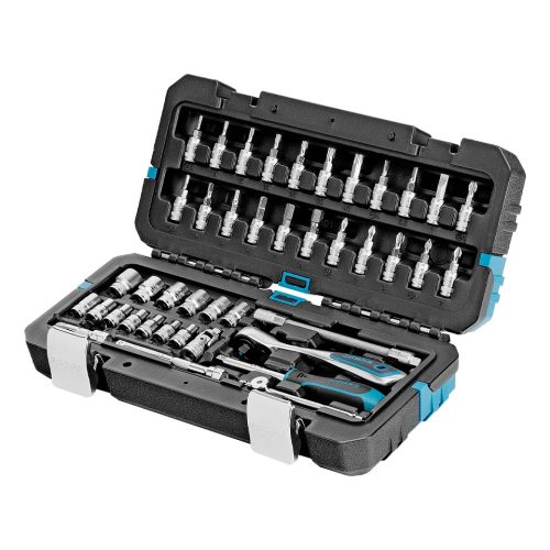 GROSS 42 részes 1/4" racsnis szerszámkészlet, 120 fogas mechanizmus, CrV, kofferben