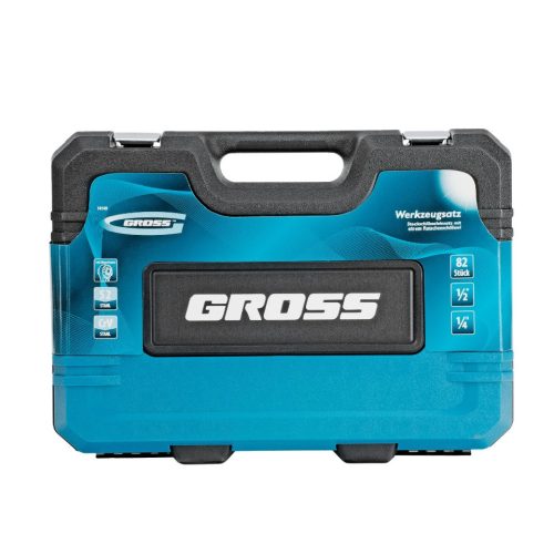 GROSS 82 részes 1/4"-1/2" racsnis szerszámkészlet, 120 fogas mechanizmus, CrV, kofferben