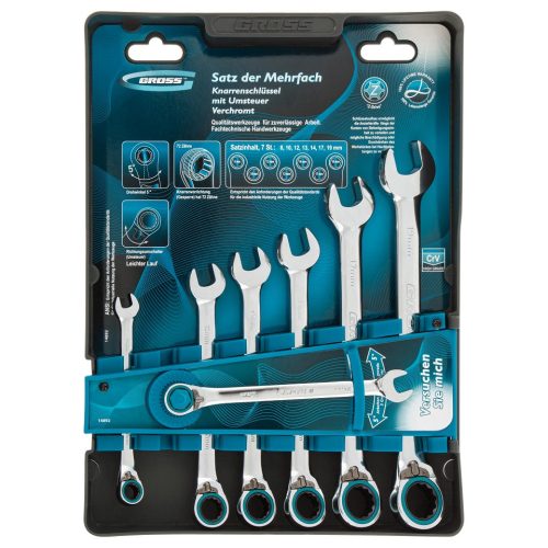 GROSS 7db 8-19mm racsnis csillagvillás kulcskészlet, PROFESSIONAL
