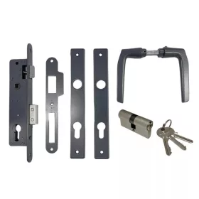  ANBO komplett portálzár szett kilinccsel 4 cm 1231 antracit 224x40x22mm zár, kilincs, 3 db kulcs
