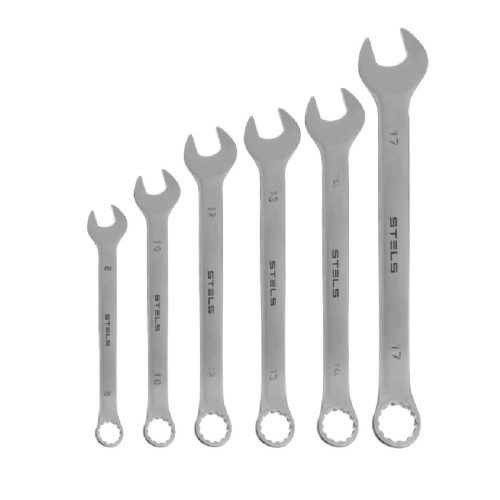 STELS 8- 17mm 6db csillag- villáskulcs, Bi-HEX, CrV, csúszásgátló bordázat, szövettáska PROFESSIONAL