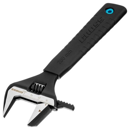 GROSS 38/ 200mm precíziós állítható csavarkulcs, megfordítható pofák, CrV+bevonatos, PROFESSIONAL