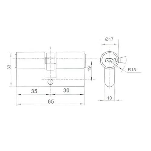ANBO 30/35mm króm ovális biztonsági cilinderzár betét, hengerzárbetét 2300 5db kulcs+ csavar