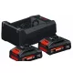 BOSCH 18V 4.0Ah kezdőszett GAL 65min töltő+ 2X GBA 4.0Akku 