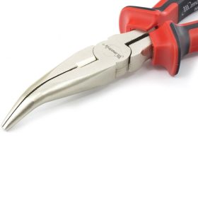 MTX 200mm Nickel kúpos hajlított hosszú csőrű fogó