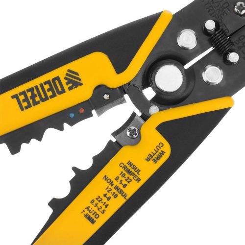 DENZEL 0,2-6 mm² krimpelő fogó huzalcsupaszító, kábelvágó funkcióval 