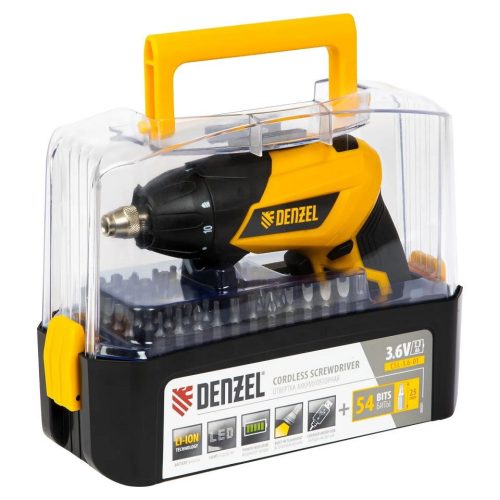 DENZEL 3,6V 1.3AH 200 1/min akkus marokcsavarozó szett kofferben  Li-Ion  CSL-3.6-01