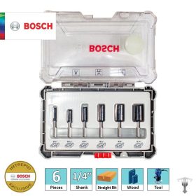 Bosch 6 részes 1/4 marószár szett alakmaráshoz kofferben
