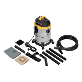   DENZEL 1200W 15L építési száraz- nedves porszívó EVC15-2-5, INOX, 3 év garancia