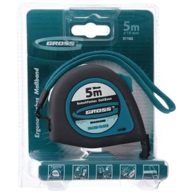   GROSS 5mx19mm professional mágneses mérőszalag gumis akasztóvég