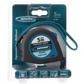   GROSS 5mx25mm professional mágneses mérőszalag gumis akasztóvég