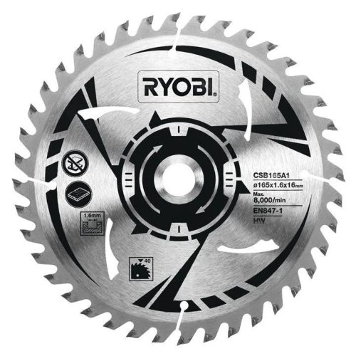 Ryobi 165/16 mm HM fűrészlap akumulátoros géphez  40T CSB165A1
