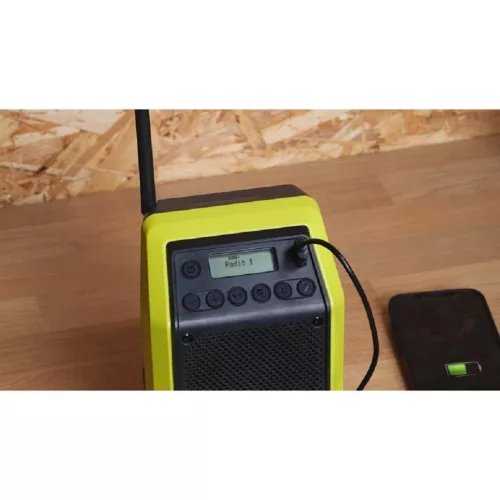 RYOBI 18V akkus DAB rádió Bluetooth-szal AM/FM/DAB vétel, SOLO, 10W RRDAB18-0