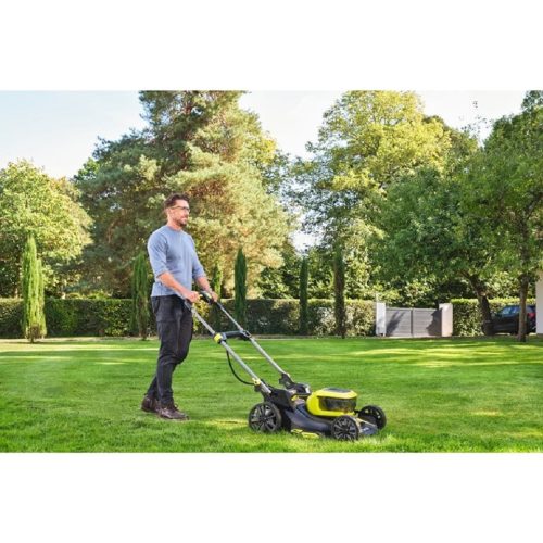 RYOBI 18V akkus fűnyíró SOLO (46 cm, brushless motor, 55L gyűjtő, 10 fokozatú magasságállítás) – RY18LMX46A-0