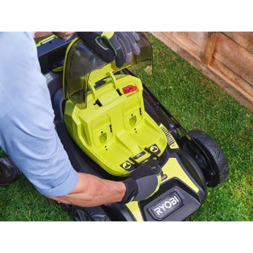 RYOBI 18V akkus fűnyíró SOLO (46 cm, brushless motor, 55L gyűjtő, 10 fokozatú magasságállítás) – RY18LMX46A-0