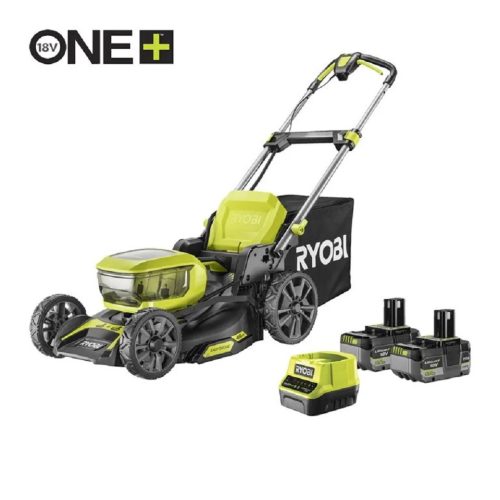 RYOBI 2x18V akkus fűnyíró (46 cm, brushless motor, 55L gyűjtő, 2×5.0Ah akku + töltő) – RY18LMX46A-250