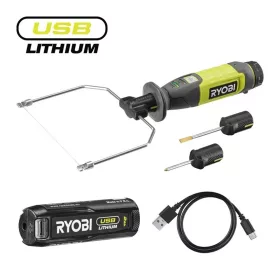   RYOBI 4V melegenvágó (hungarocellvágó) szett 2,0 Ah akku+USB-C töltőkábel, RHC4-120G