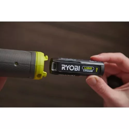 RYOBI 4V 1/4"-es racsnis kulcs szett 2,0 Ah akku, USB-C töltőkábel, RR14W4-120G