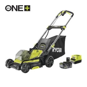   RYOBI 18V akkus fűnyíró (40 cm, brushless motor, 50L gyűjtő, 5.0Ah akku + töltő) – RY18LMX40C-150