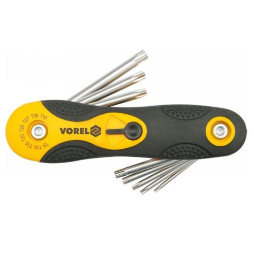 Vorel 8 részes összecsukható torx kulcs készlet T9-T40