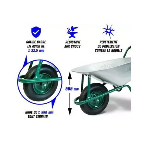 MTX 150kg 100L építőipari talicska ballonos kerékkel