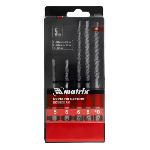 MTX 5-6-8-10mm 5db-os SDS- Plus fúrószár szett kazettában