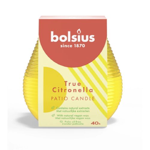 BOLSIUS 40H Citronella gyertya, szúnyoggyertya dekor üvegben 