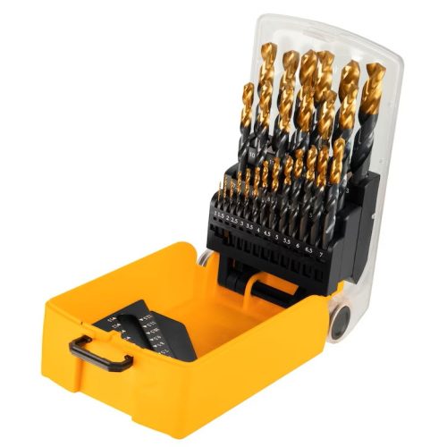 DENZEL 25 db 1-13 mm, fém fúrószár készlet HSS-Tin, Golden Tip, tároló dobozban