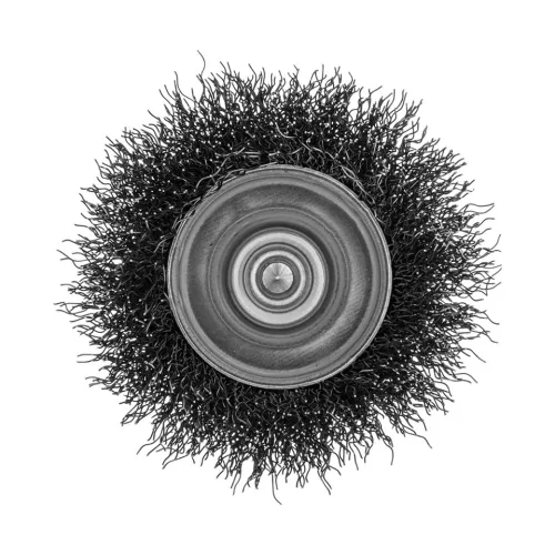 DENZEL 65 mm fazékkorong fúróba, csésze alak, INOX préselt, kreppelt acél huzal