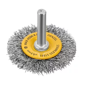   DENZEL 50 mm drótkorong fúróba, lapos, INOX préselt, kreppelt acél huzal