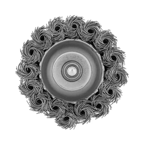 DENZEL 65 mm fazékkorong fúróba, csésze alak, INOX préselt, csavart acél huzal