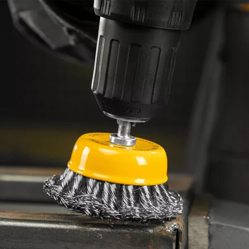 DENZEL 65 mm fazékkorong fúróba, csésze alak, INOX préselt, csavart acél huzal