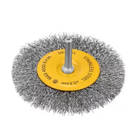   DENZEL 100 mm drótkorong fúróba, lapos, INOX préselt, kreppelt acél huzal