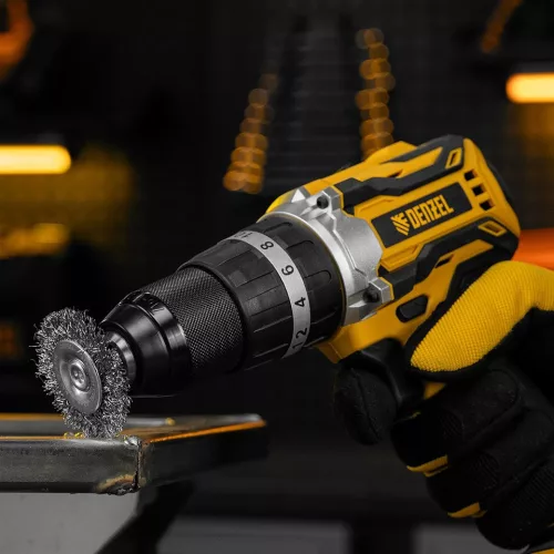 DENZEL 5db-os INOX drótkorong készlet fúróba, kreppelt, kefekorong+csésze+lapos, 0,3 mm szálvastagság