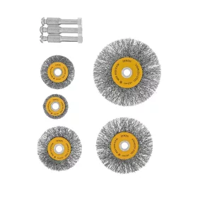   DENZEL 5db-os INOX drótkorong készlet fúróba, kreppelt, lapos+ rögzítőcsapok, 0,3 mm szálvastagság