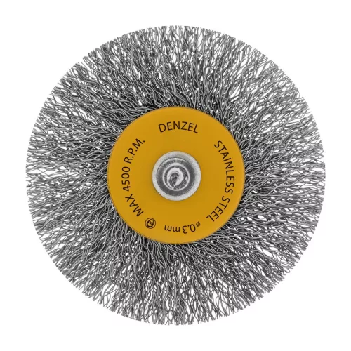 DENZEL 5db-os INOX drótkorong készlet fúróba, kreppelt, lapos+ rögzítőcsapok, 0,3 mm szálvastagság