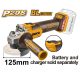 INGCO 125mm 20V akkus sarokcsiszoló 125 mm szénkefe nélküli motor, csak készülék