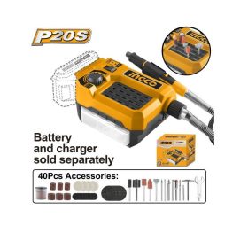  INGCO 20V akkus mini csiszoló szett SOLO (akku és töltő nélkül)