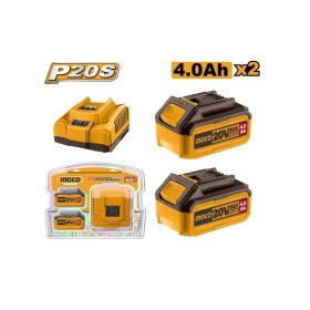 INGCO 20V 2x4.0Ah akkupack akku+ töltő szett