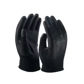 TOP L/ 9-es fekete mártott kötött PU szerelő kesztyű