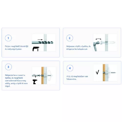 KOELNER 10x35 4db gipszkarton dübel+csavar