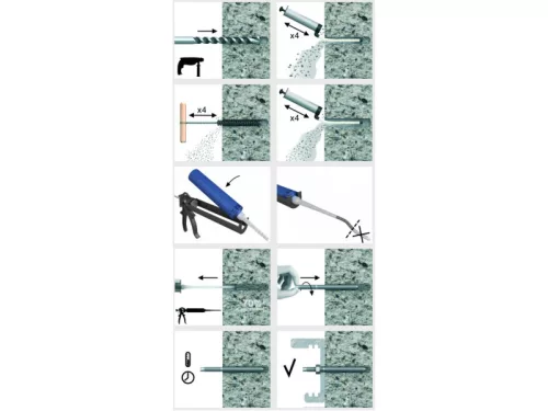 KOELNER 300ml poliészter gyanta szett- 4db Menetes szár M10x130mm+1 db R-KEM-II +2 keverőszár