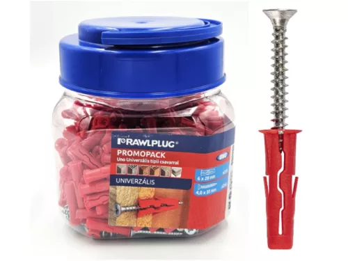 KOELNER 6x28 univerzális RAWL UNO dübel+ csavar R-C11-UNORED+