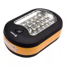   VOREL 24+3 LED elemes lámpa, mágneses, akasztós, 3×AAA, IP20, sárga-fekete