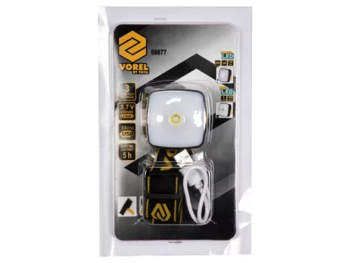 VOREL 130/160lm 3W LED akkus fejlámpa