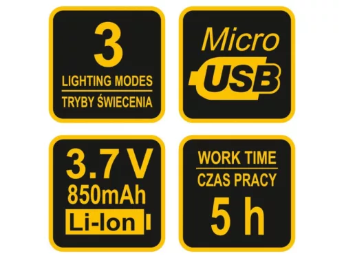 VOREL 130/160lm 3W LED akkus fejlámpa