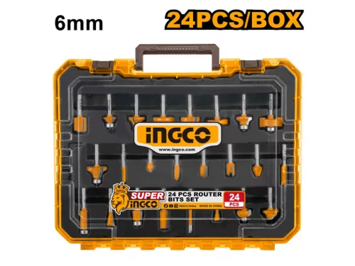 INGCO 24 részes 6 mm felsőmaró készlet AKRT24062