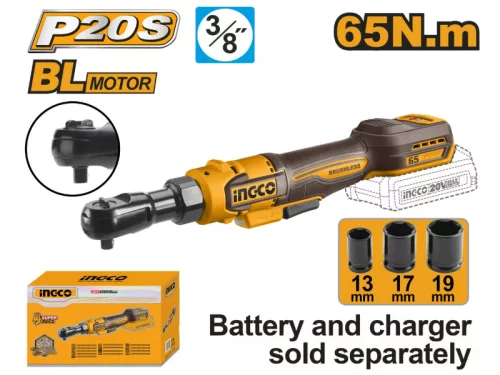 INGCO 20 V akkus ütvecsavarozó 3/8" 65 Nm szénkefe nélküli (akku és töltő nélkül) CDRLI206521